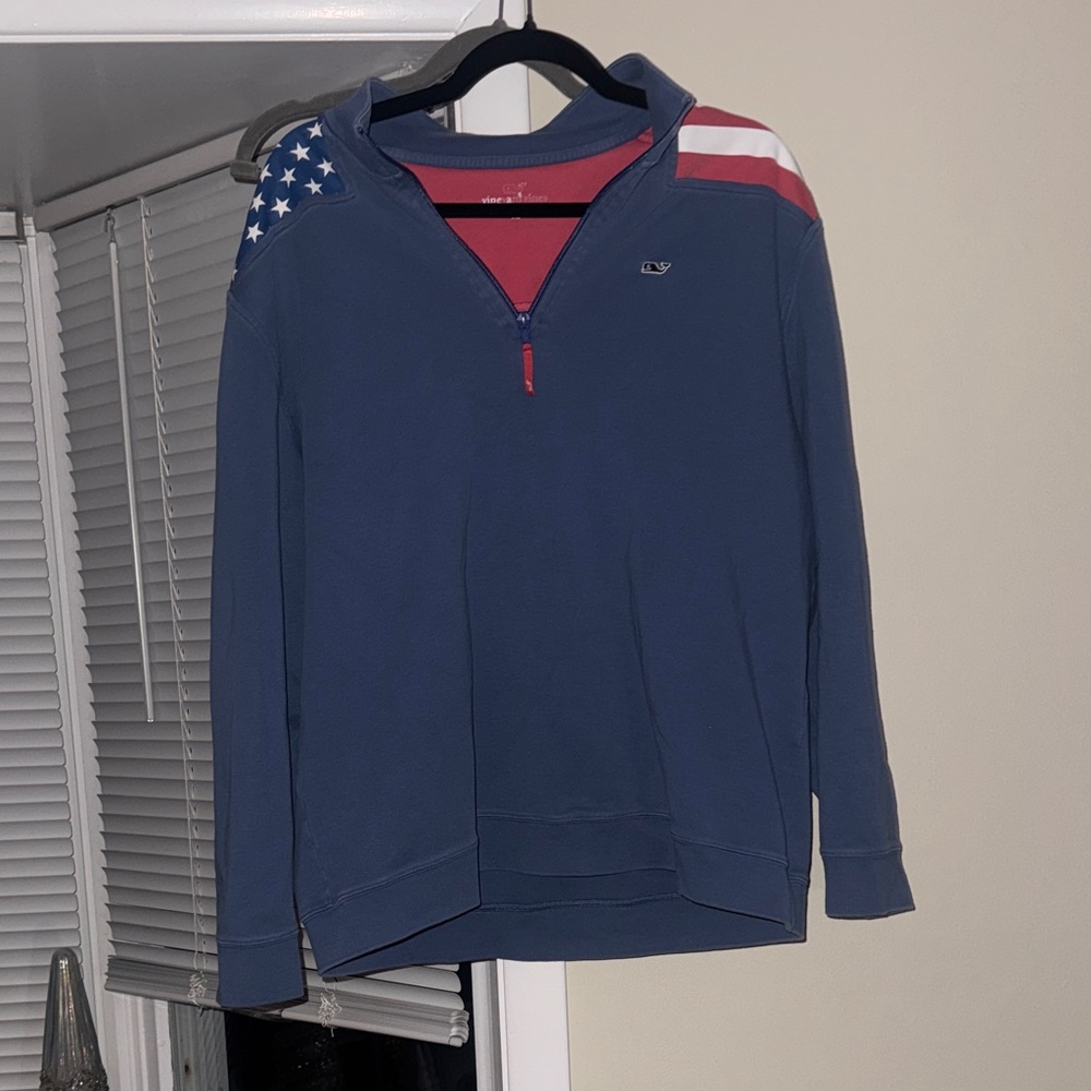 Vineyard Vines Blue and Red Zip-Up Sweater